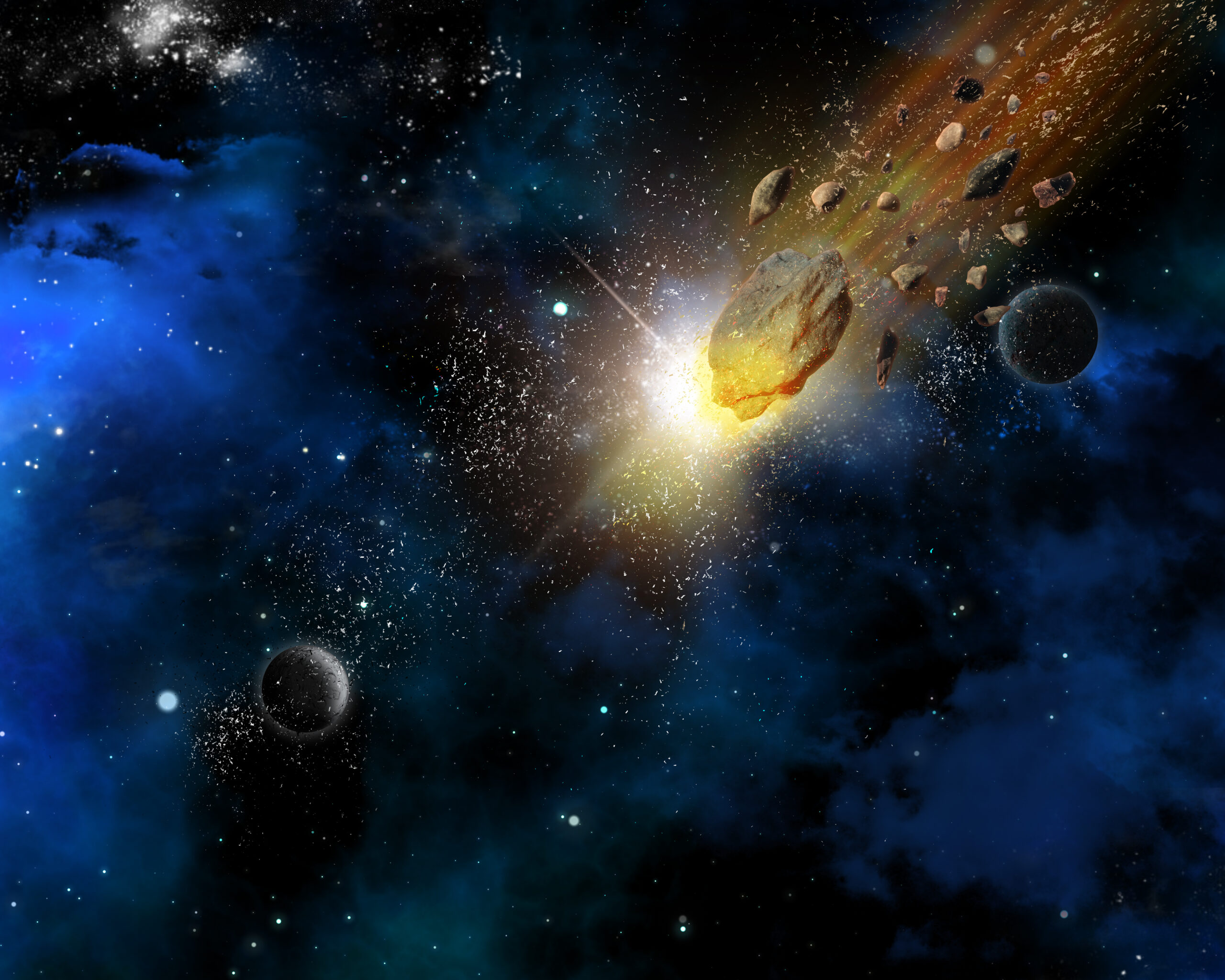 Space scene with meteorites by kjpargeter on Freepik