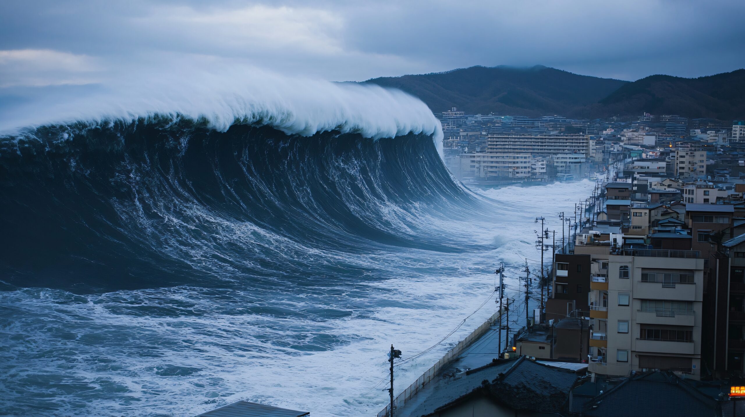 tsunami-wave-crashing-into-city by freepik