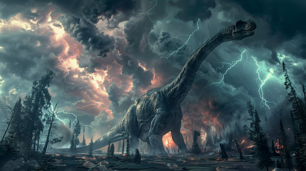 AI image of the day the dinosaurs died generated by Magnific